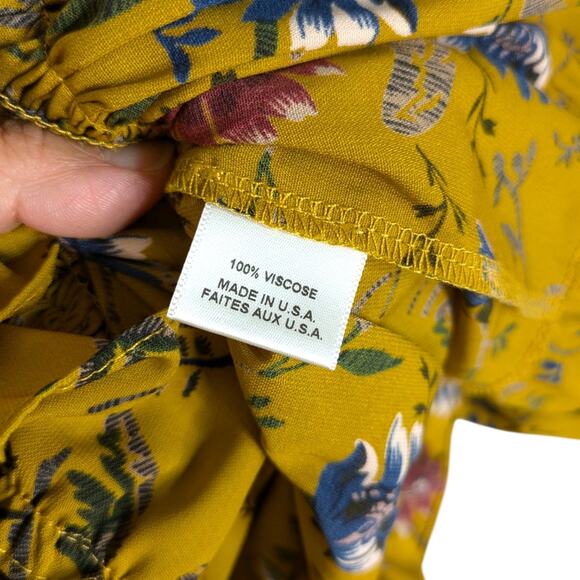 Misa Violet Dress Small Balloon Sleeve Smocked Mini Marigold Floral Yellow - Picture 8 of 11